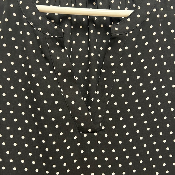 Black Adrianna Papell Polka Dot Blouse - Picture 2 of 3